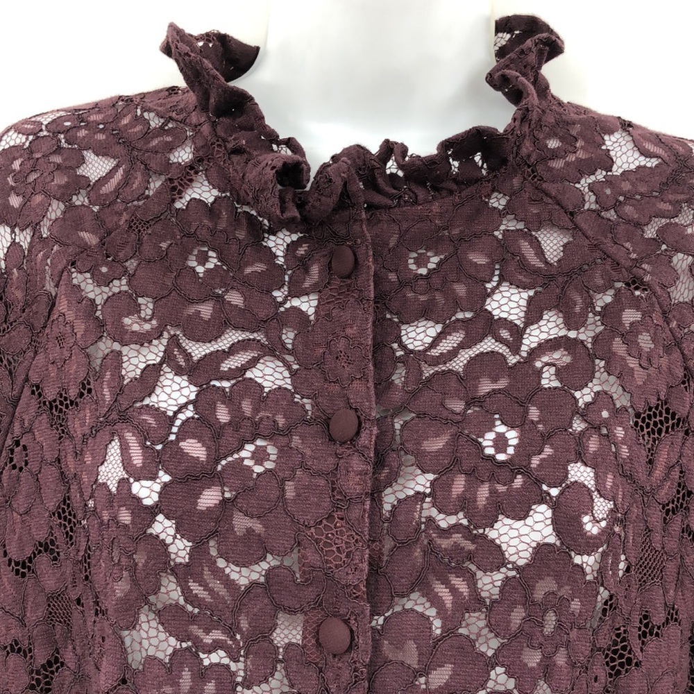 H & M Plum Floral Lace Button Down Bell Sleeve Dress Size M  Fairy, Whimsigoth